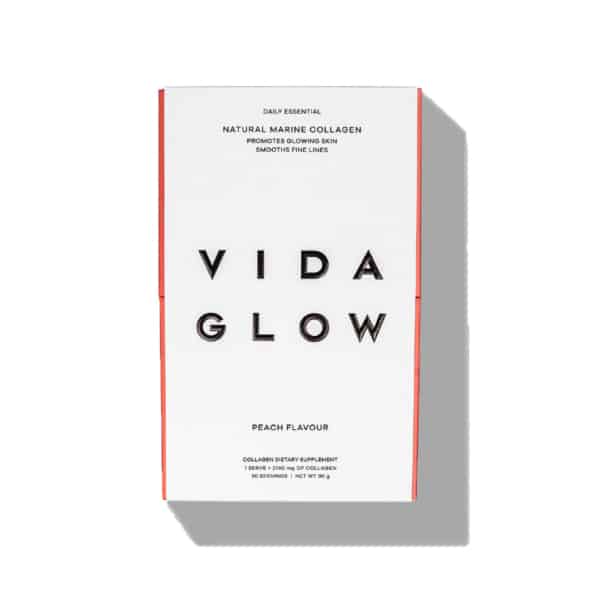 Image of the Vida Glow Natural Marine Collagen Peach Packaging